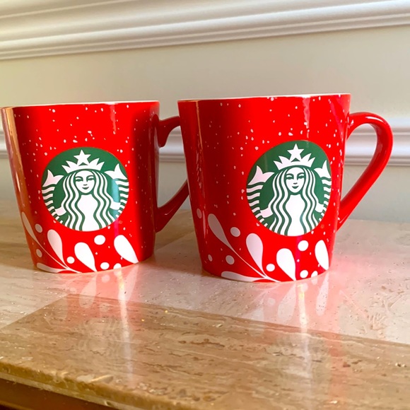 2 Starbucks 2020 Christmas Holiday Red & White Siren 18oz Coffee Mug - Picture 1 of 7